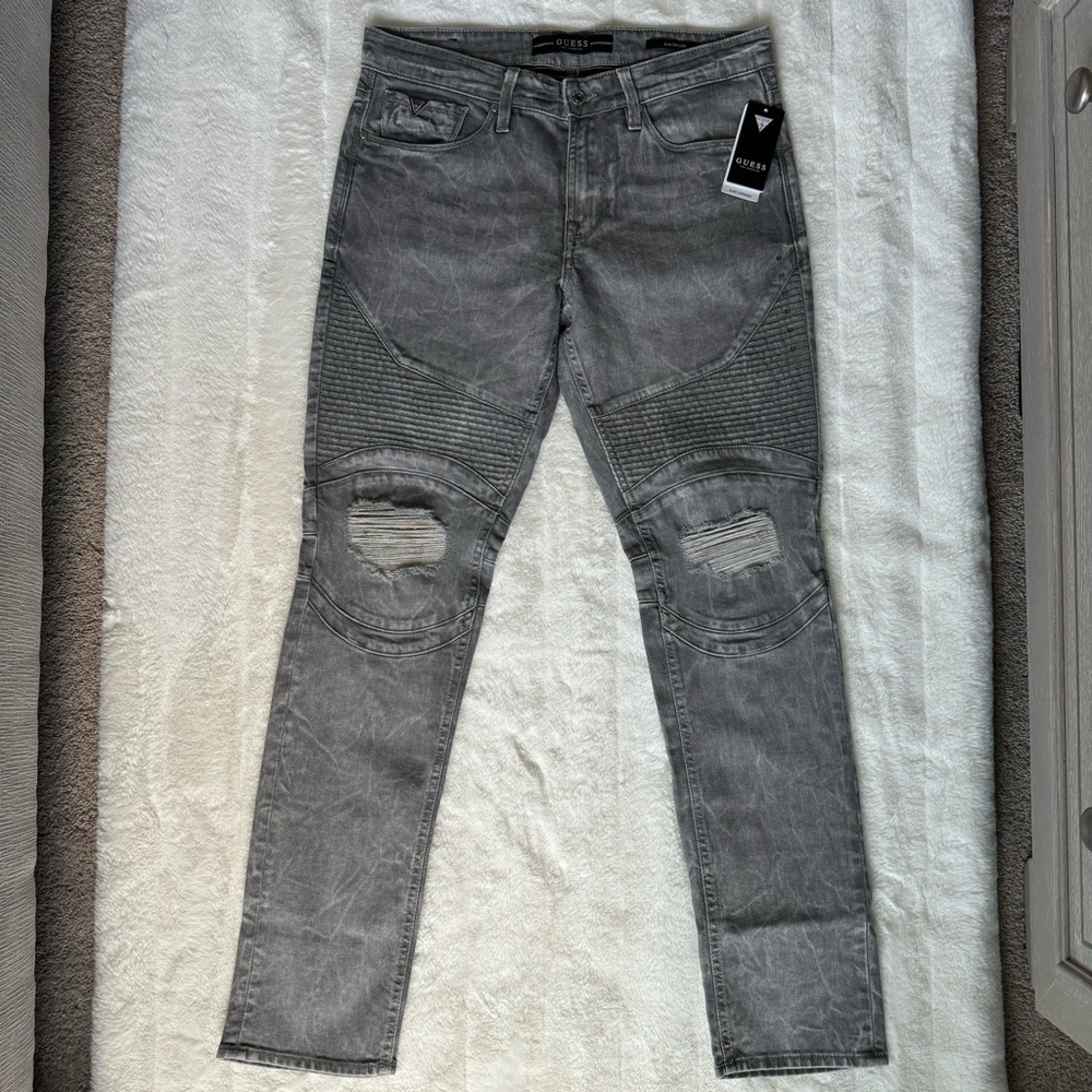 Guess Jeans, Slim Tapered Quilted Moto Jeans